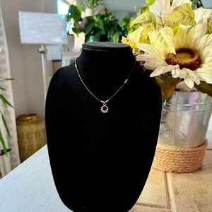 Silpada 925 Sterling Silver Circle Pendant Black Braided Leather Necklace